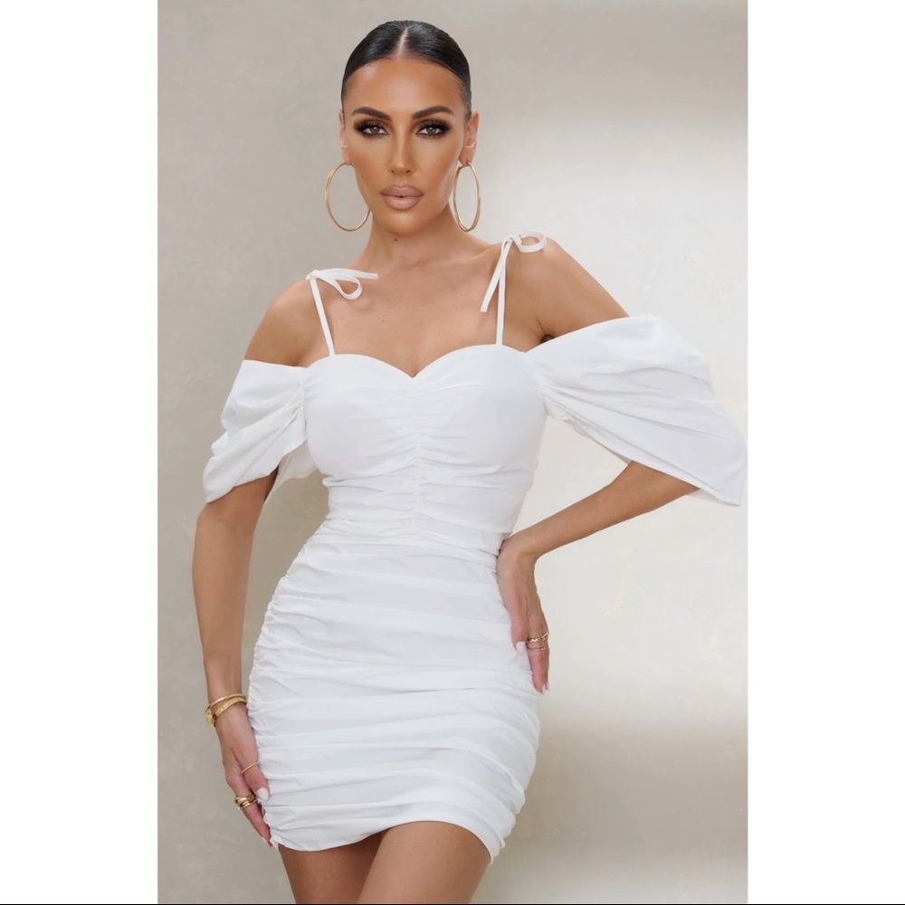 Club L London white sweetheart neckline dress